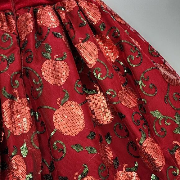 Girls Disney Snow White Elegant Apple Embroidered Sequin Party Dress Size 5/6 - Picture 14 of 16